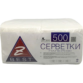 СерветкиZ-best 1-шарові 23 х 23 см білі 500 штук