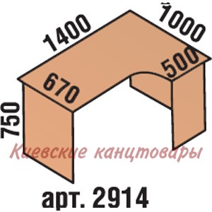 Стол угловой 1400х1000х750, бук светлый