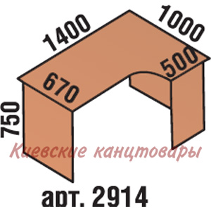 Стол угловой 1400х1000х750, вишня Оксфорд