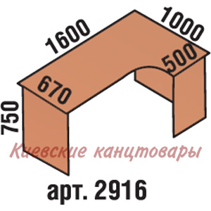 Стол угловой 1600х1000х750, вишня Оксфорд