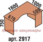 Стол угловой 1600х1000х750, вишня Оксфорд