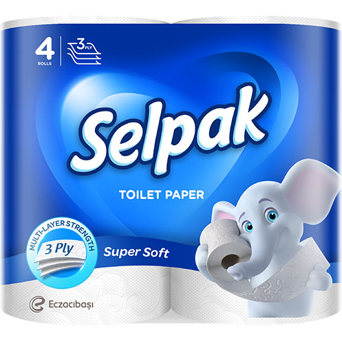 Папір туалетний</br>Selpak</br>3-шаровий</br>4 рулона