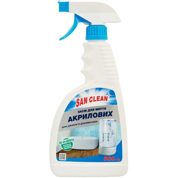 Засіб San Clean для акрилових ванн, душових кабін500 г