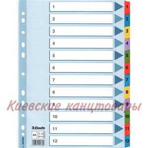 Разделители  1-12 Esselteтвердый картон"Mylar" цветные
