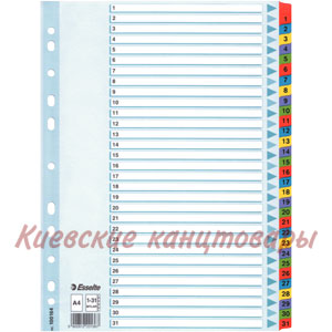 Разделители  1-31 Esselteтвердый картон"Mylar" цветные