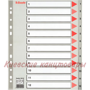 Разделители  1-12 Esselte MAXIширокиесерые